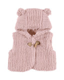 Hooded Faux-Fur Vest, Pink, Size 3-24 Months