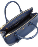 Saffiano Small Double-Zip Executive Tote Bag, Blue (Astrale)