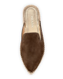 Suede Espadrille Mule Flat, Camel