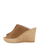 Cici Suede Espadrille Wedge Mule, Camel