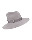 Drake Wool Wide-Brim Fedora Hat, Silver