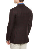 Plaid Cashmere Two-Button Sport Coat, Burgundy