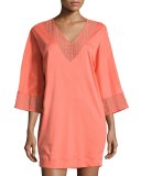 Mathilde 3/4-Sleeve Sleepshirt, Coral