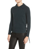 Side-Tie Cropped Sweater, Spruce