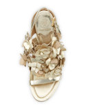 Blossom Leather 65mm Sandal, Spark Gold