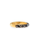 18K Yellow Gold Ring with Black & White Diamonds, Size 6.75
