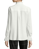 Everette Pintucked Tie-Neck Silk Blouse