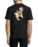 Mirrored Owl-Print T-Shirt, Black