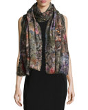 Leandra Floral Wool-Blend Scarf, Multicolor