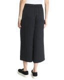 Wide-Leg Cropped Pants, Black