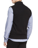 Quilted-Front Knit Vest, Black