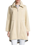 Ruched-Collar Trench Jacket 
