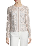 Leather New Leaf Mesh Jacket, Ecru