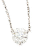 18k White Gold Diamond Solitaire Pendant Necklace, G-H/SI1 0.74ctw
