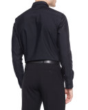 Contrast-Trim Long-Sleeve Shirt, Black
