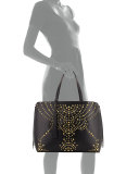 Panama Studded Leather Tote Bag, Black