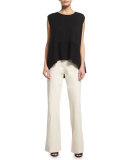 High-Waist Flare-Leg Jeans, Ivory