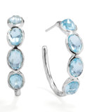 Silver Blue Topaz Hoop Earrings
