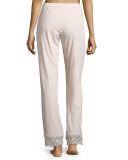 Sonia Lace-Trim Lounge Pants, Pink Lilly
