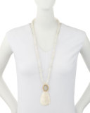 Moonstone Beaded Necklace with Shell Pendant