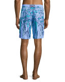 Okoa Happy-Face Printed Boardshorts, Blue