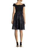 Off-the-Shoulder Combo Lace Cocktail Dress