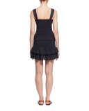 Manon Sleeveless Shirred Polka-Dot Top, Midnight