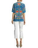 Enchanted Garden Silk Tee, Blue