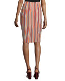 Leoni Silk Striped Midi Skirt, Multicolor