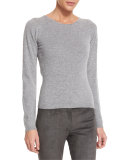 Cashmere Long-Sleeve Sweater, Flannel