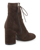 Milly Lace-Up Suede Bootie, Gray