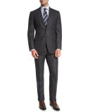 Box-Check Two-Piece Suit, Gray
