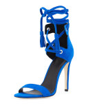 Riley Suede Lace-Up Sandal, Deep Sapphire