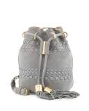 Vicki Small Suede Bucket Bag, Skylight