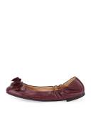 Blossom Leather Ballerina Flat, Port