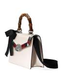 Lilith Leather Top-Handle Satchel Bag, White/Red/Black