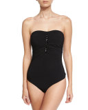 Bright Like A Diamond Sequined Bandeau One-Piece Swimsuit, Black