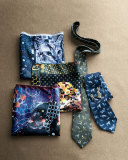 Silk Dog-Print Tie, Green Multi