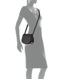 Lia Mini Leather Saddle Bag, Black