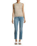 Ribbed Crewneck Sweater Vest, Sahara