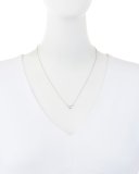 Bezel-Set Oval Diamond Pendant Necklace in 18K White Gold, 0.55 tdcw