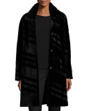 Reversible Diagonal-Mink Stroller Coat, Black