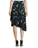 Brenndah Asymmetric Silk-Stretch Skirt, Balestra Black