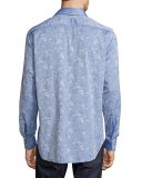 Mermaid Jacquard Sport Shirt, Light Navy Blue