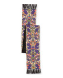 Edna Floral Silk Tassel Scarf, Purple