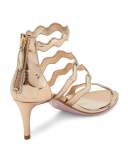 Mirrored Wavy 65mm Sandal, Platino