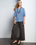 Wide-Leg Knit Pants, Charcoal, Petite