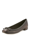 Shoestring Snake-Embossed Ballerina Flat, Auburn Shadow