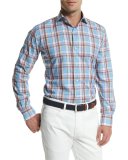 Tuscan Plaid Long-Sleeve Sport Shirt, Blue
