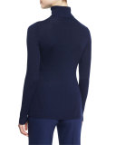 Sutton Wool-Silk Turtleneck Sweater, Midnight